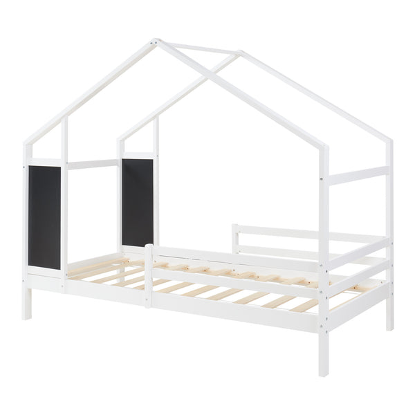 Kinderbed Lorenskog houten huisbed met valbescherming 200x90 cm [en.casa]