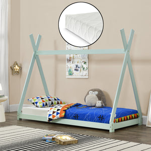 Juniorbed - Tipi met bedbodem en matras 90x200cm verschillende kleuren
