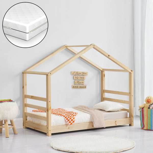 Kinderbed grenen huisbed incl. matras - verschillende maten en kleuren