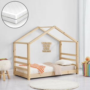Kinderbed grenen huisbed incl. matras - verschillende maten en kleuren