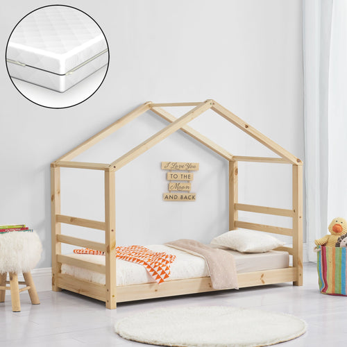 Kinderbed grenen huisbed incl. matras - verschillende maten en kleuren