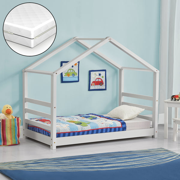 Kinderbed grenen huisbed incl. matras - verschillende maten en kleuren