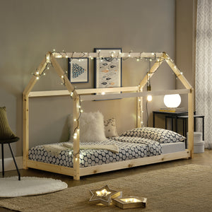 Kinderbed houten bed huisbed grenen 90x200 cm - verschillende kleuren