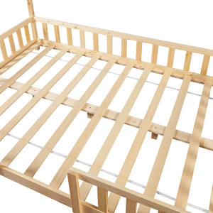 Kinderbed Sisimiut met uitvalbeveiliging bedbodem en matras [en.casa]