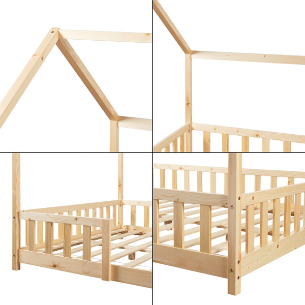 Kinderbed Sisimiut met uitvalbeveiliging bedbodem en matras [en.casa]