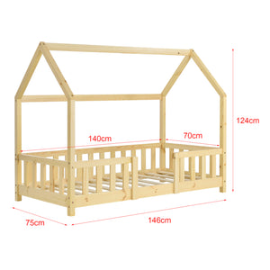 Kinderbed Sisimiut met uitvalbeveiliging bedbodem en matras [en.casa]