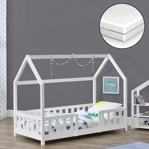 Kinderbed Sisimiut met uitvalbeveiliging bedbodem en matras [en.casa]