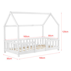 Kinderbed Sisimiut met uitvalbeveiliging bedbodem en matras [en.casa]