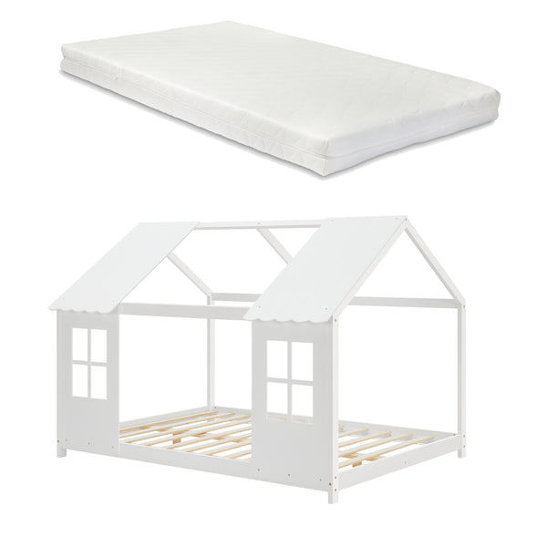 Kinderbed Tostedt huisbed met bedbodem en matras [en.casa] [neu.haus]