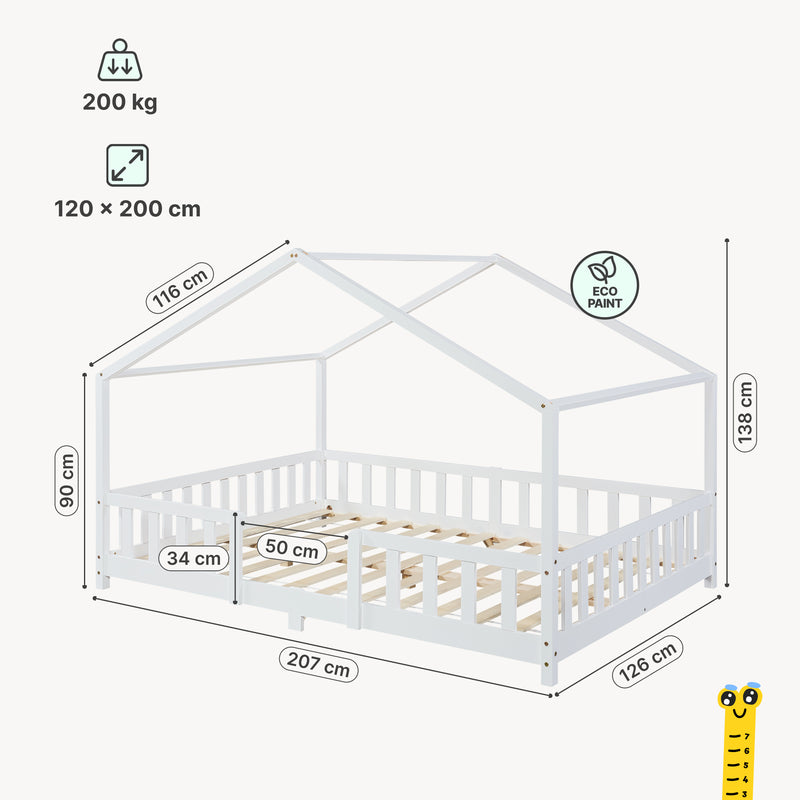 Maatschets Kinderbed Treviolo met uitvalbeveiliging en matras [en.casa]