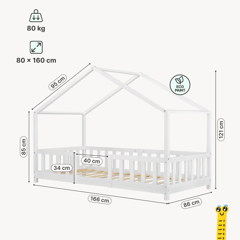 Maatschets Kinderbed Treviolo met uitvalbeveiliging en matras [en.casa]