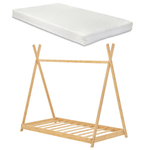 [en.casa] Kinderbed Vimpeli tipi met matras bamboe houtkleurig - 2 varianten
