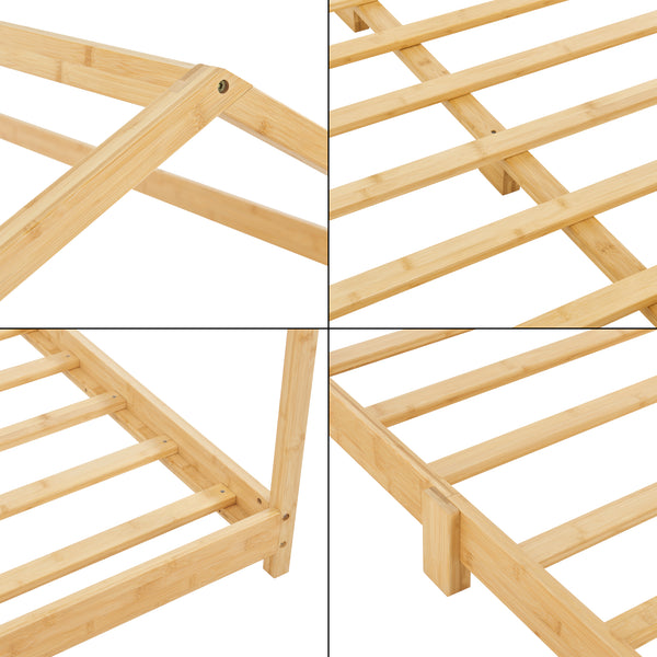 [en.casa] Kinderbed Vindafjord huisbed bamboe houtkleurig - 7 varianten