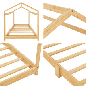 [en.casa] Kinderbed Vindafjord huisbed bamboe houtkleurig - 7 varianten