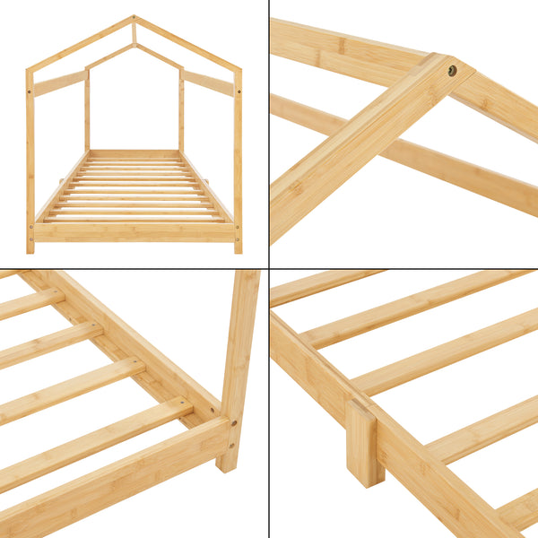 [en.casa] Kinderbed Vindafjord huisbed bamboe houtkleurig - 7 varianten