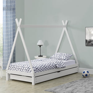Kinderbed Tipi met onderschuifbed 90x200 cm - verschillende kleuren
