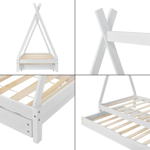 Kinderbed Tipi met onderschuifbed 90x200 cm - verschillende kleuren