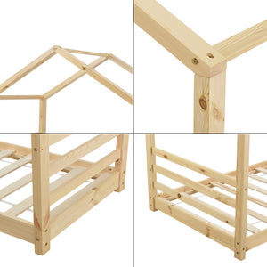 Kinderbed houten bed huisbed met bedbodem - verschillende maten en kleuren