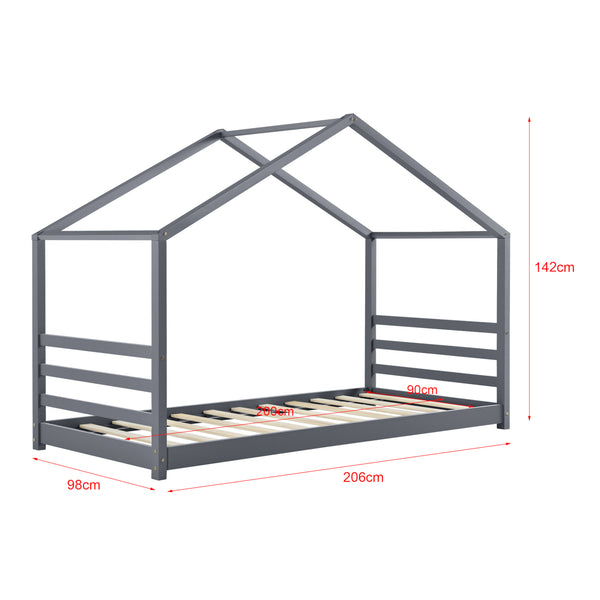 Kinderbed houten bed huisbed met bedbodem 90x200 cm - verschillende kleuren