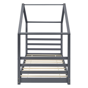 Kinderbed houten bed huisbed met bedbodem 90x200 cm - verschillende kleuren