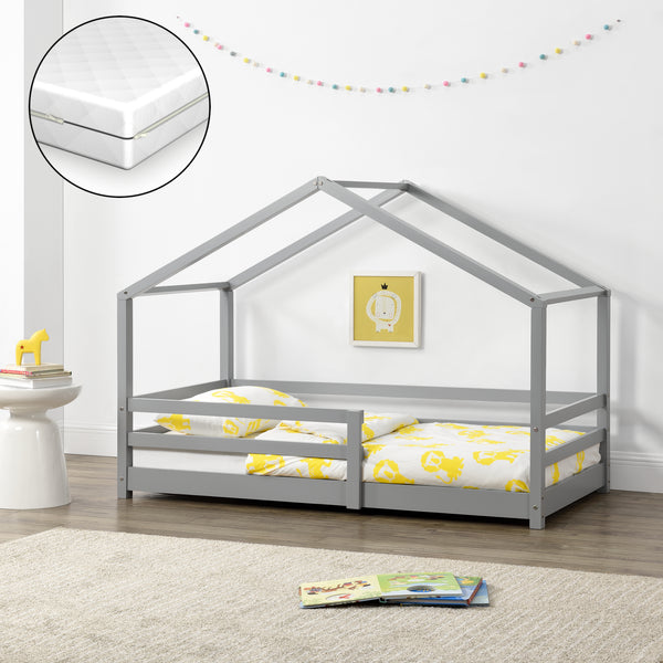 Kinderbed Knätten grenen huisbed incl. matras, bedodem en uitvalbeveiliging - verschillende kleuren en maten