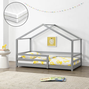 Kinderbed Knätten grenen huisbed incl. matras, bedodem en uitvalbeveiliging - verschillende kleuren en maten