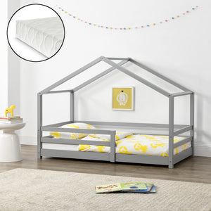 Kinderbed Knätten grenen huisbed incl. matras, bedodem en uitvalbeveiliging - verschillende kleuren en maten