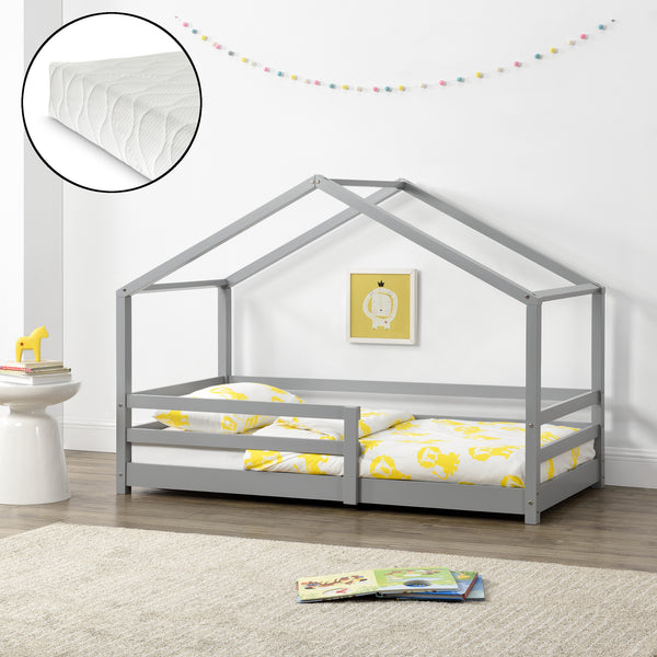 Kinderbed Knätten grenen huisbed incl. matras, bedodem en uitvalbeveiliging - verschillende kleuren en maten
