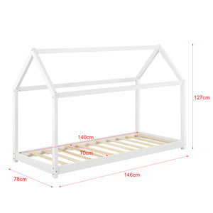 Kinderbed Netstal huisbed grenen met matras en bedbodem - verschillende kleuren en maten