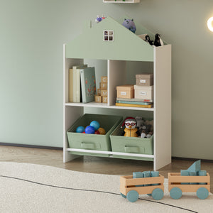 Kinderregaal Vipsali 90x60x27 cm Mintgroen/Wit [en.casa] - premiumXL