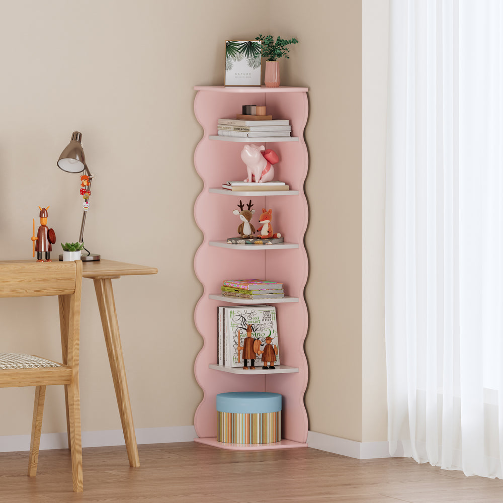 Kinder - Eckregal Vestnes 108x27x27 cm Cotton Candy/Wit [en.casa] - premiumXL