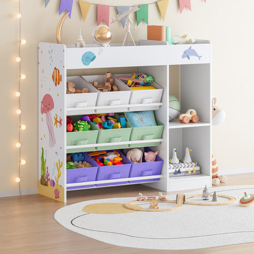 Kinderregal Farusa 80x90x30 cm Aqua Dream Motief [en.casa] - premiumXL