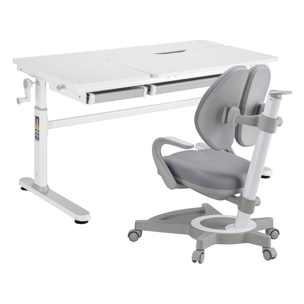 Kinderbureau Sauda in hoogte verstelbaar met draaistoel [en.casa]