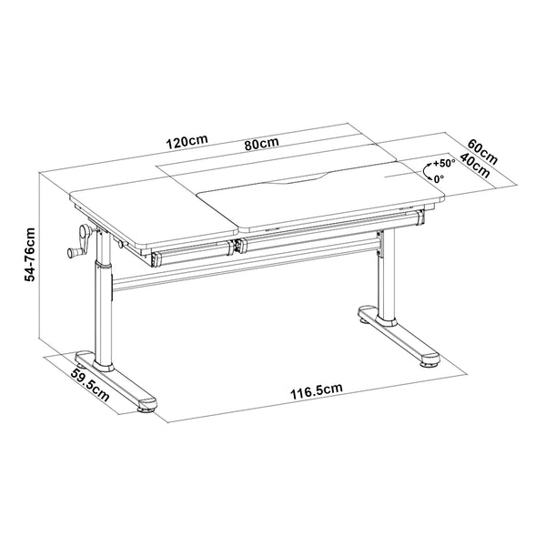 Kinderbureau Sauda in hoogte verstelbaar 54-76x120x60 cm [en.casa]