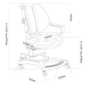 Kinderstoel Partille bureaustoel 72-99x55x76 cm [en.casa]