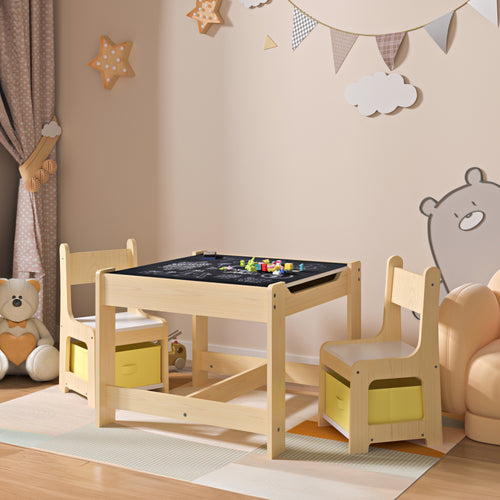 Kindertafel met 2 stoelen Irixoa met boxen Naturel [en.casa] - premiumXL