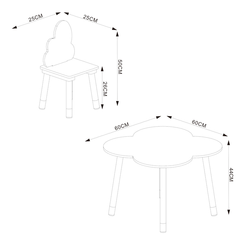 Maatschets Kindertafelset Epim kindertafel met 2 kinderstoelen [en.casa]