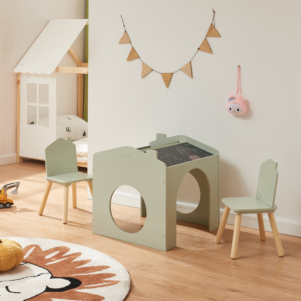 Kindertafelset Romso zitgroep met 2 stoelen huisdesign [en.casa]