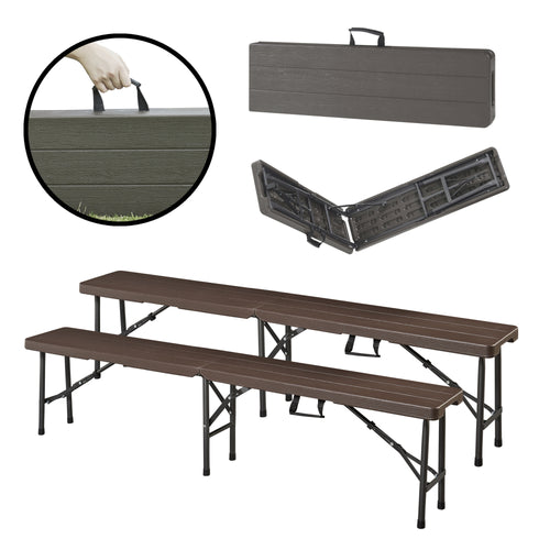 Klappbank - Set Lillestrøm 2 - tlg. Holzoptik, Dunkelbraun [en.casa] - premiumXL