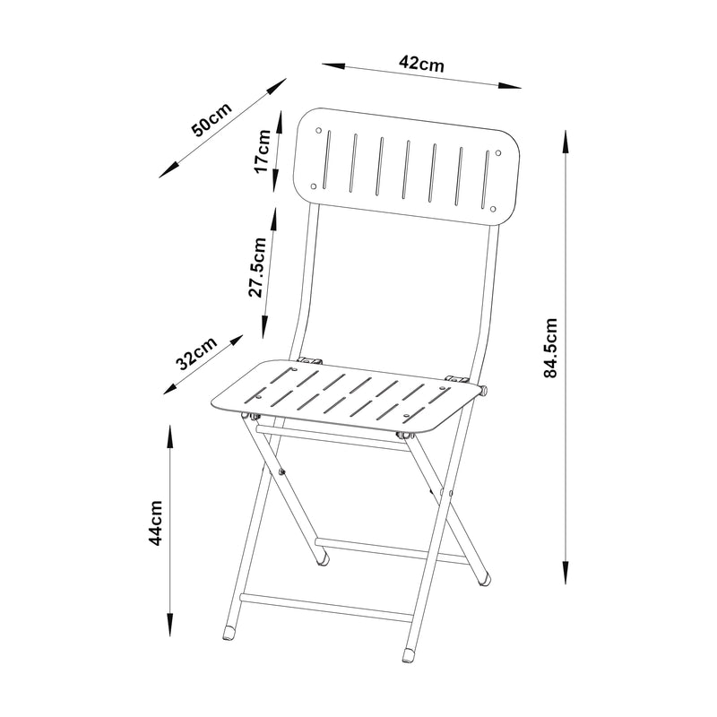 Maatschets Klapstoel Sande set van 2 tuinstoelen 84,5x42x50 cm [en.casa]