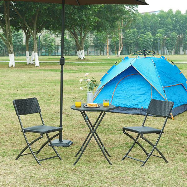 Klaptafel Mark tuintafel rotan look zwart [en.casa]
