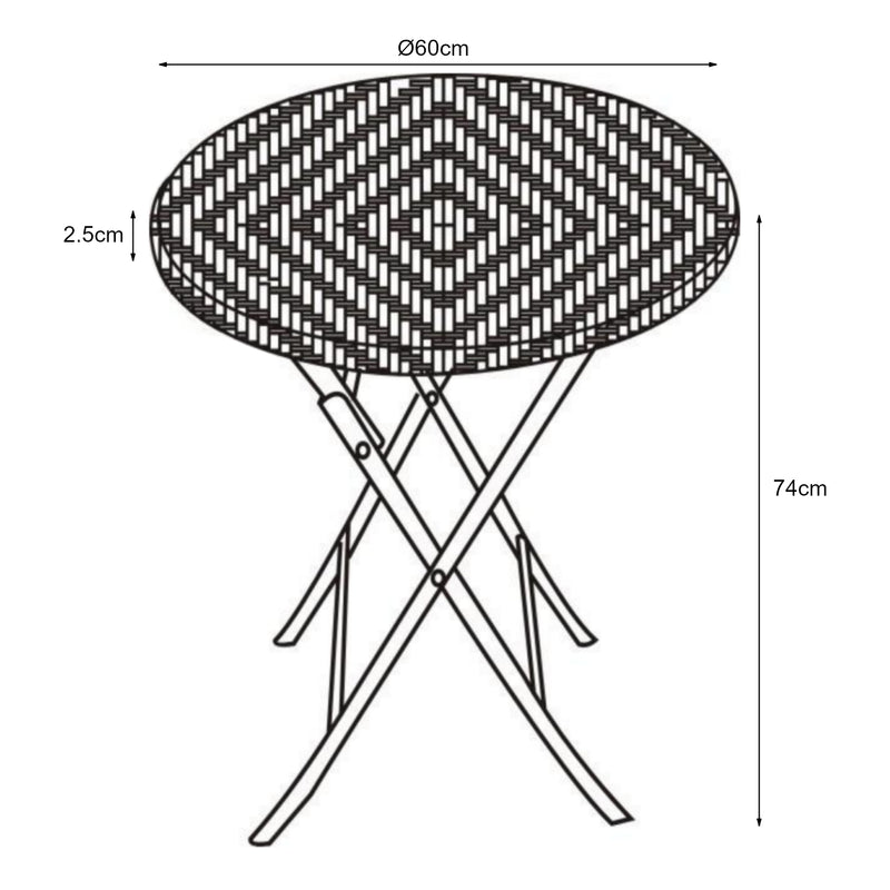 Maatschets Klaptafel Mark tuintafel rotan look zwart [en.casa]