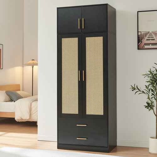 Kledingkast Larundi 216x80x52 cm met 4 deuren [en.casa]