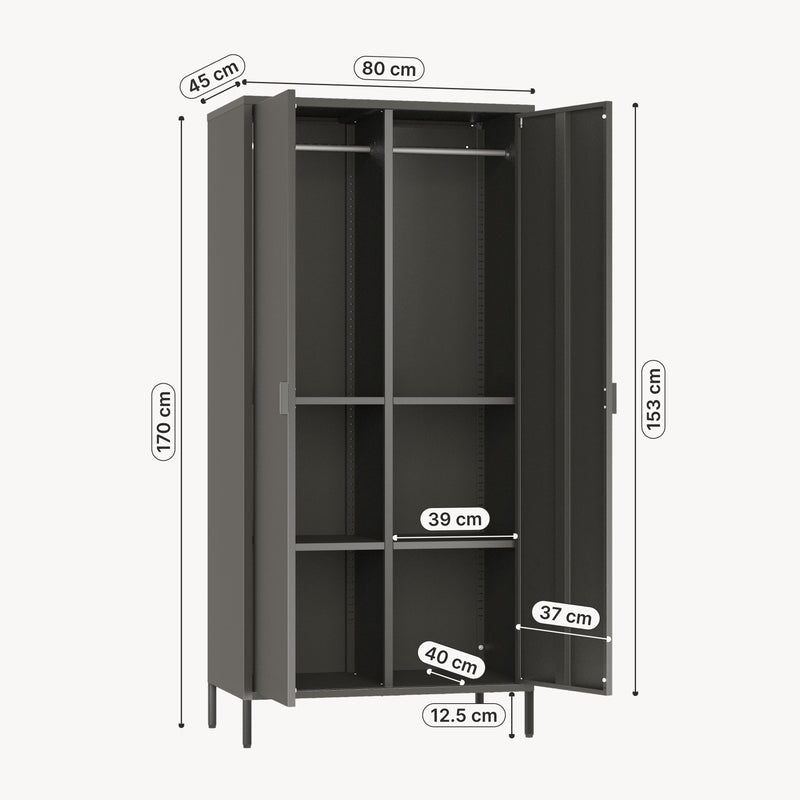 Maatschets Kledingkast Esteli 2-deurs 170x80x45 cm [en.casa] 