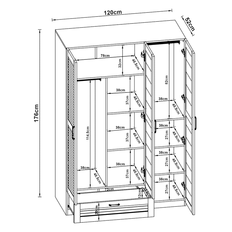 Maatschets Kledingkast Finning mdf [en.casa]
