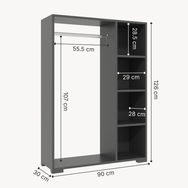 Kledingkast 123x90x30 cm Nesbyen [en.casa]