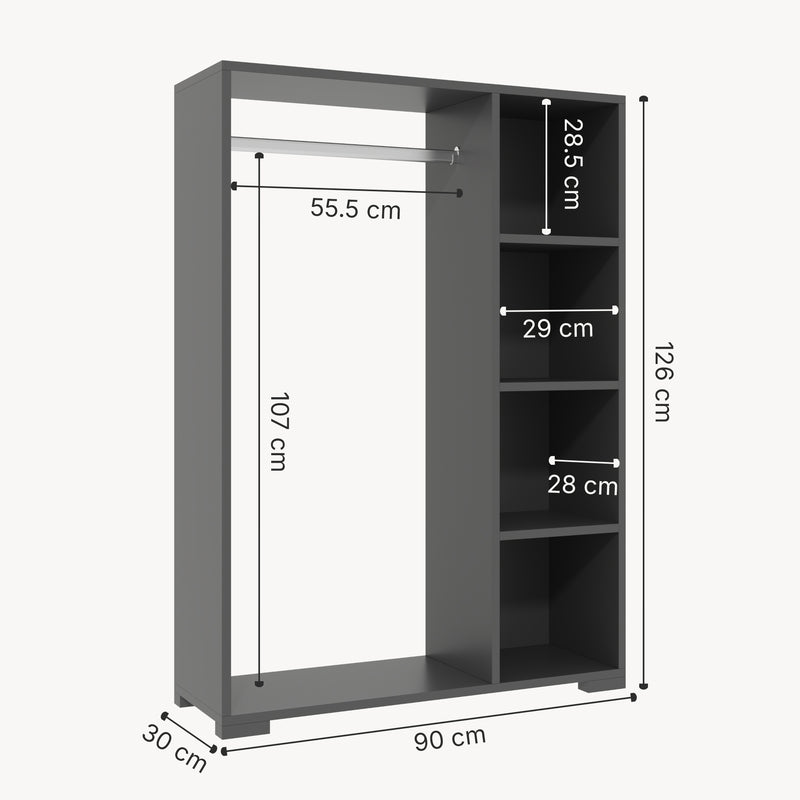 Maatschets Kledingkast 123x90x30 cm Nesbyen [en.casa]