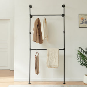 Kledingrek Kenävatka wandmontage zwart [en.casa]