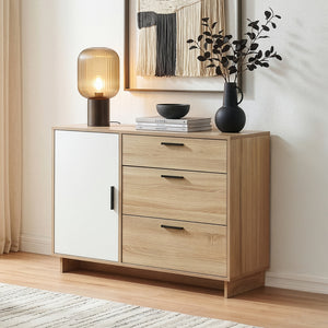 Dressoir Kenta 100x35x72 cm sonoma eiken en wit [en.casa]