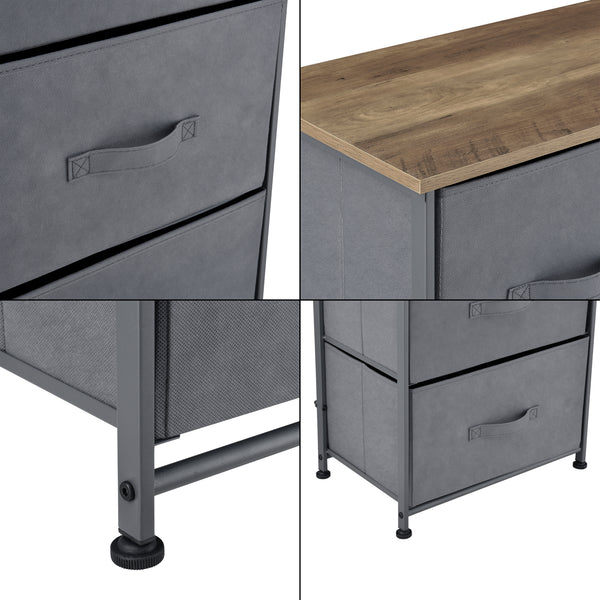 Commode met lades grijs stof en hout - 4 varianten